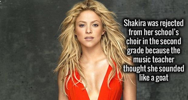 shakira in red dress - Shakira was rejected from her school's choir in the second grade because the music teacher thought she sounded a goat