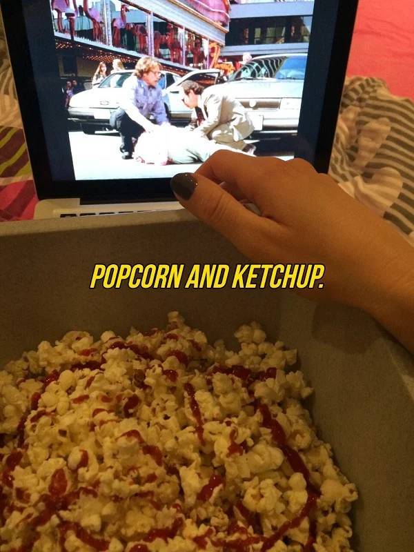 gross food combination - Popcorn And Ketchup.