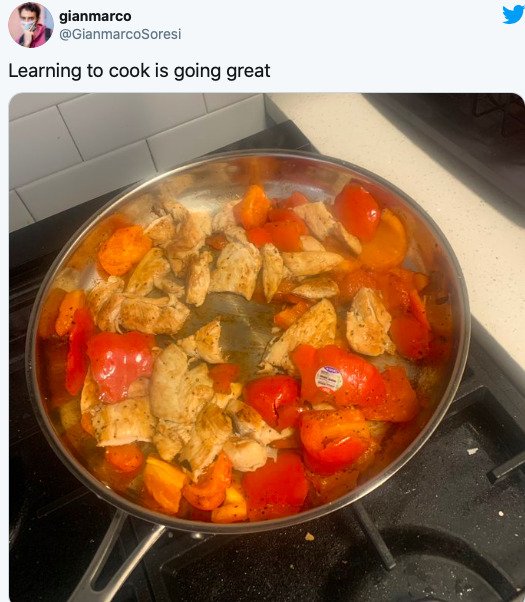 cringeworthy posts - gianmarco soresi cooking - gianmarco Learning to cook is going great