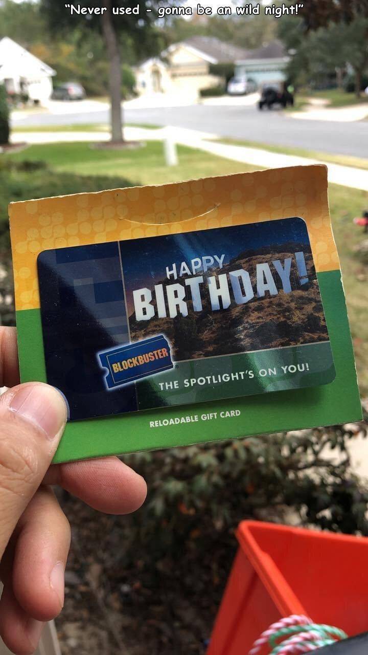 funny fail pics - blockbuster gift card - never used gonna be a wild night