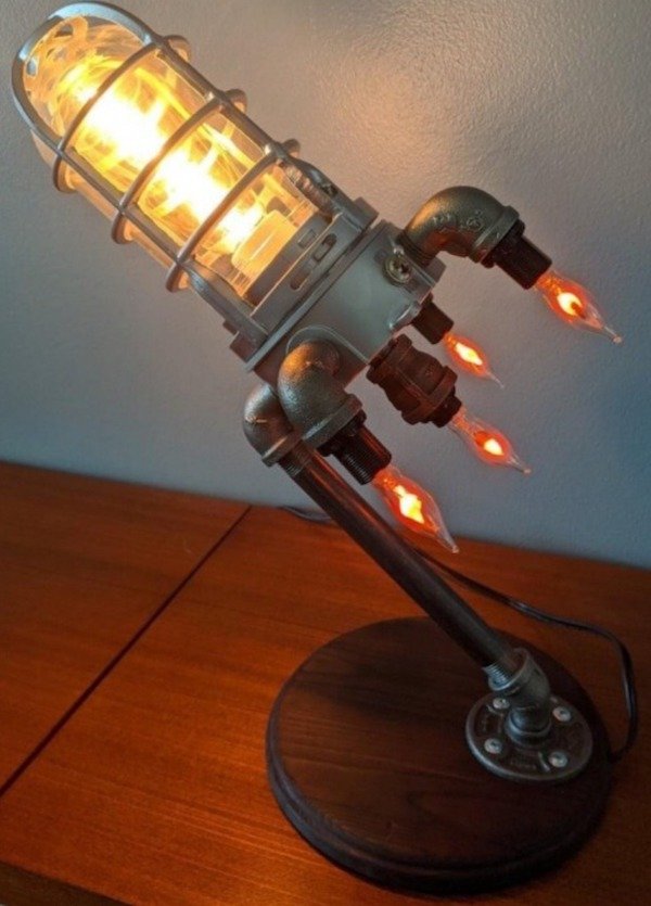 diy rocket ship lamp