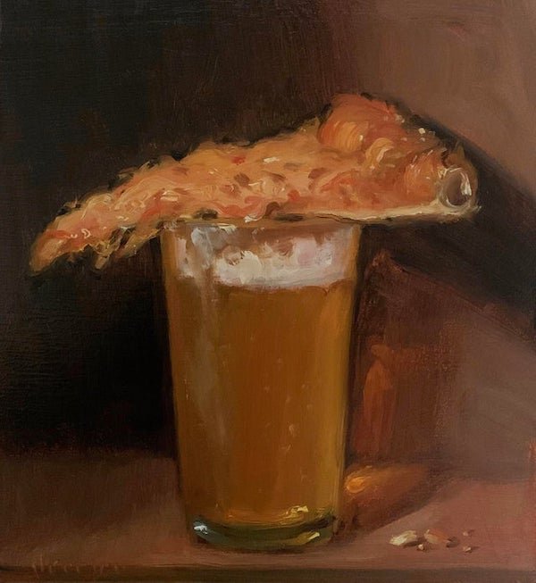 pizza beer painting