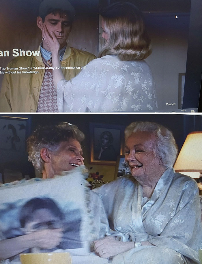 In The Truman Show (1998) The Old Ladies Watching The Show Are Wearing The Same Robe As Meryl Because Everything In The Truman Show Is For Sale