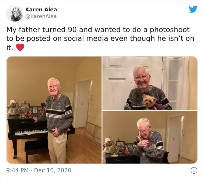 wholesome pics - old man gets on social media for the first time