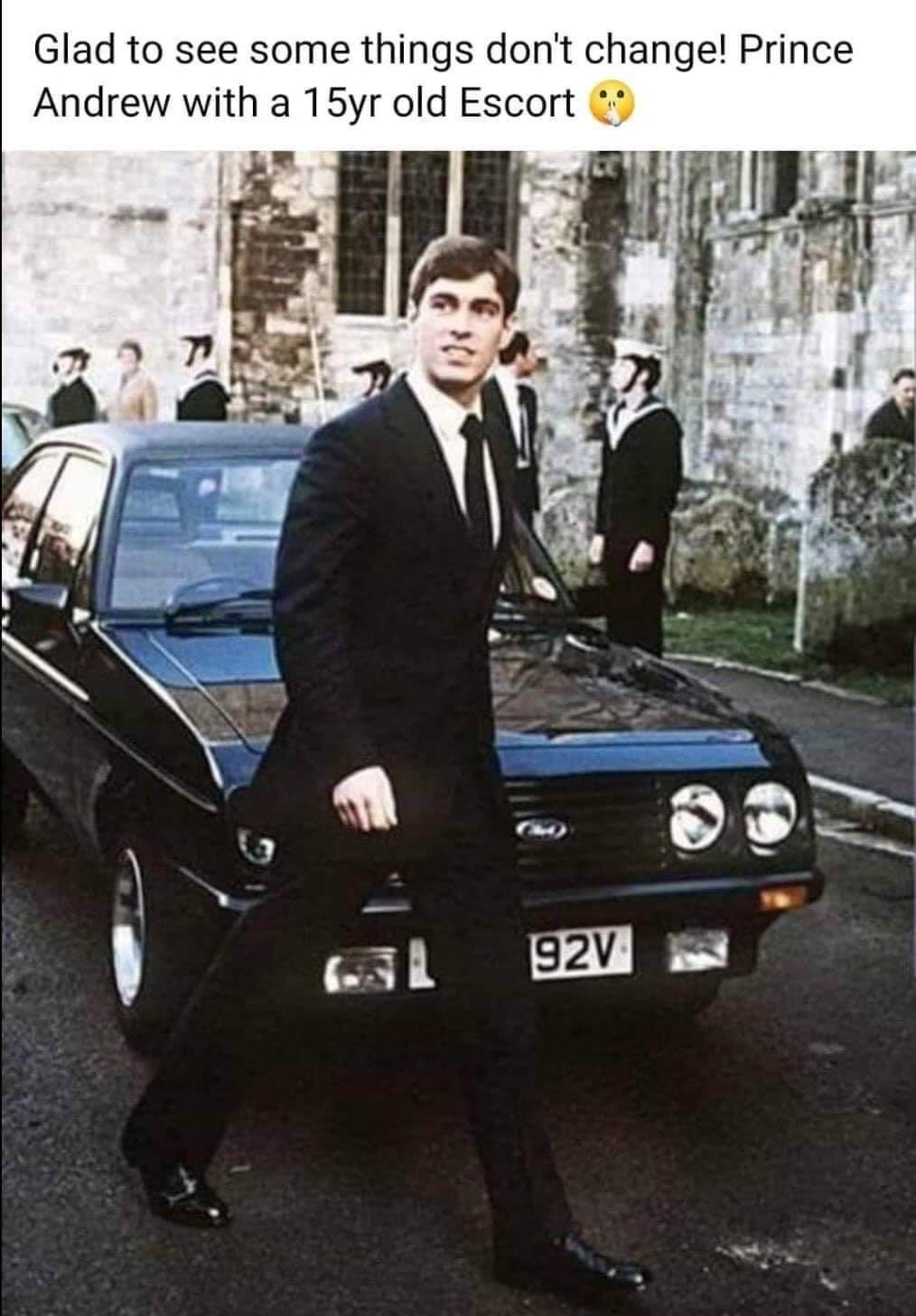 funny memes - glad to see some things don't change. prince andrew with a 15 year old escort