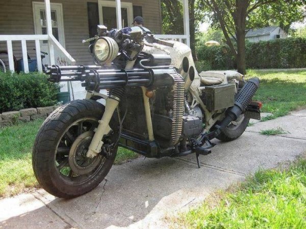 funny memes - cool badass motorcycle with guns on the front