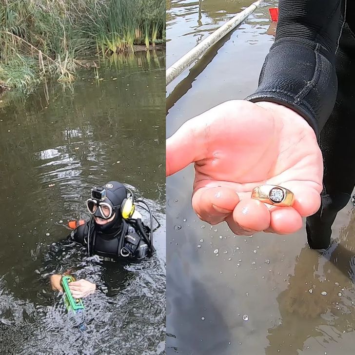 cool pics - scuba diver found wedding ring