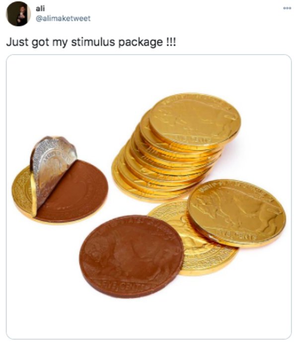 gold chocolate coins - ali Just got my stimulus package !!!