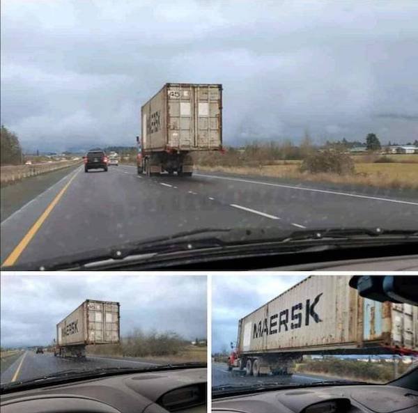 funny pictures and memes - semi truck trailer with no back wheels