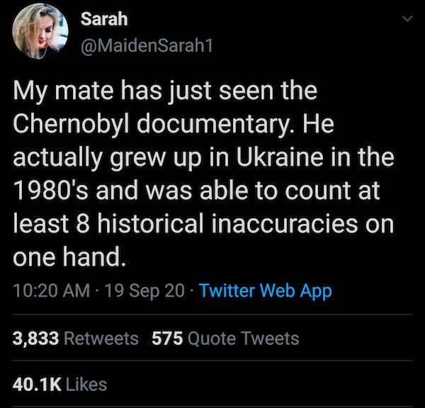 shop cs 1.6 plugin - Sarah My mate has just seen the Chernobyl documentary. He actually grew up in Ukraine in the 1980's and was able to count at least 8 historical inaccuracies on one hand. 19 Sep 20 Twitter Web App 3,833 575 Quote Tweets