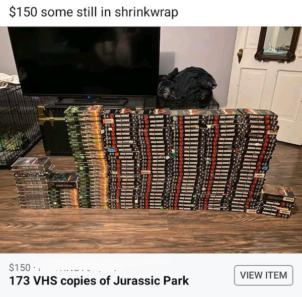 $150 some still in shrinkwrap Nate $150 173 Vhs copies of Jurassic Park View Item