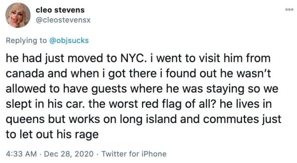 michael avenatti tweet about kavanaugh - cleo stevens he had just moved to Nyc. I went to visit him from canada and when i got there i found out he wasn't allowed to have guests where he was staying so we slept in his car. the worst red flag of all? he li