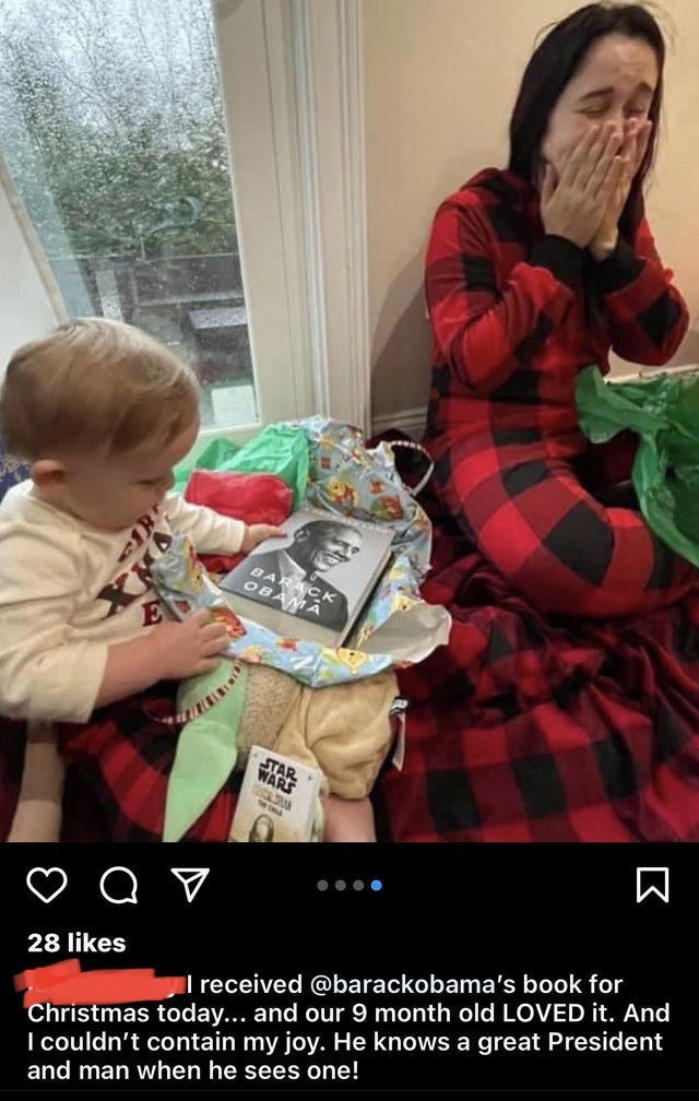 photo caption - Barack Obama Tar Wars a v 28 I received 's book for Christmas today... and our 9 month old Loved it. And I couldn't contain my joy. He knows a great President and man when he sees one!