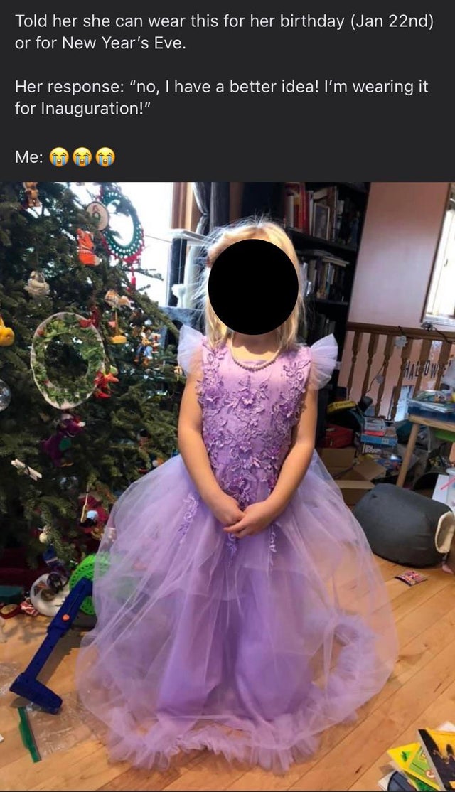 gown - Told her she can wear this for her birthday Jan 22nd or for New Year's Eve. Her response "no, I have a better idea! I'm wearing it for Inauguration!" Me 1960