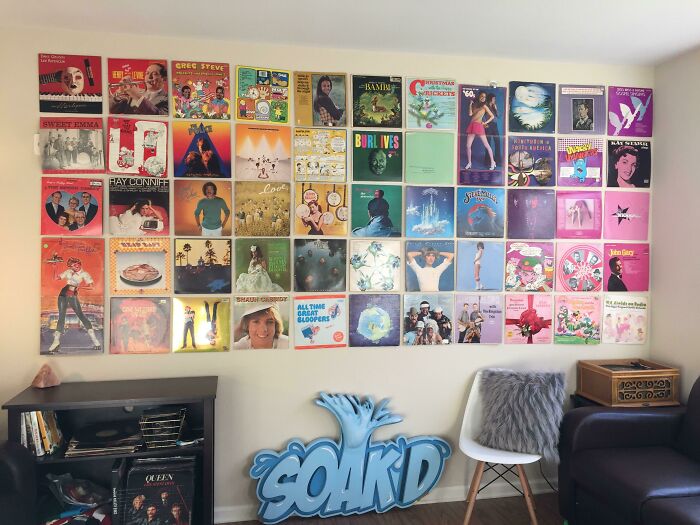 My Thrifted Rainbow Record Wall