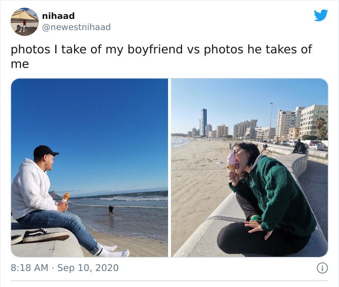 30 “Pics I Take Of My Boyfriend Vs. Pics He Takes Of Me”