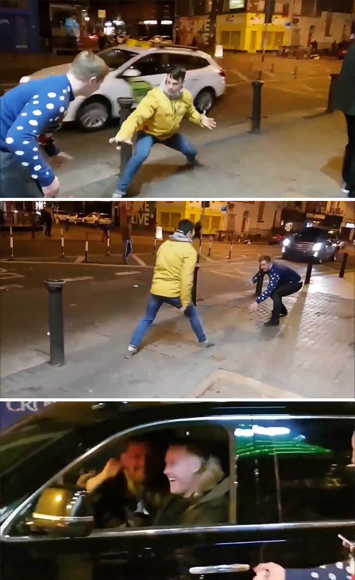 Two Drunk Guys Imitate Connor Mcgregor As He Drives Past