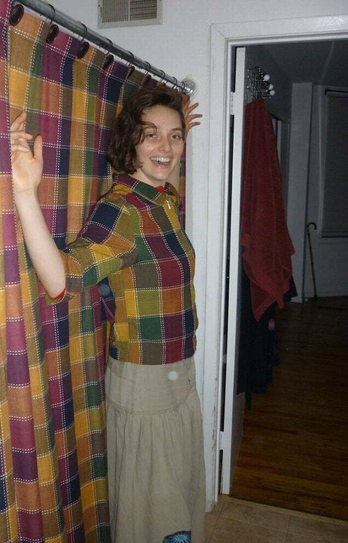 The First Time My Friend Visited My Apartment She Was Mind-Blown That My Shower Curtain Looked “Exactly” Like One Of Her Shirts. I Half-Seriously Said That Her Story Sounded Made Up And Promptly Forgot About It Until She Returned The Following Week To Demonstrate. I Forever Stand Corrected