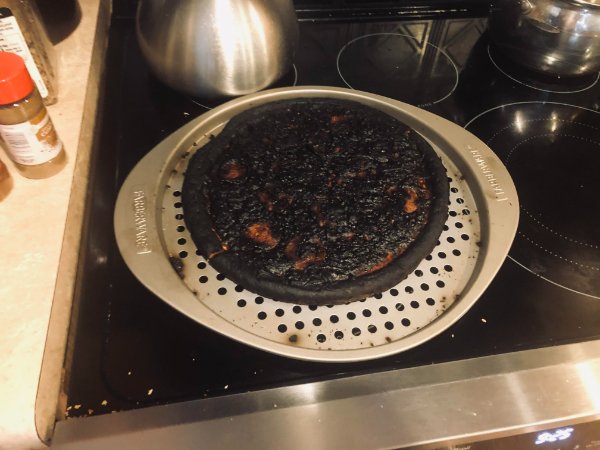 “I accidentally pushed broil button instead of bake button.”