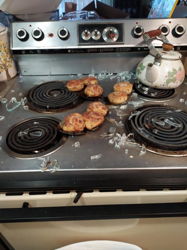 “Accidentally put Christmas breakfast on an active burner.”