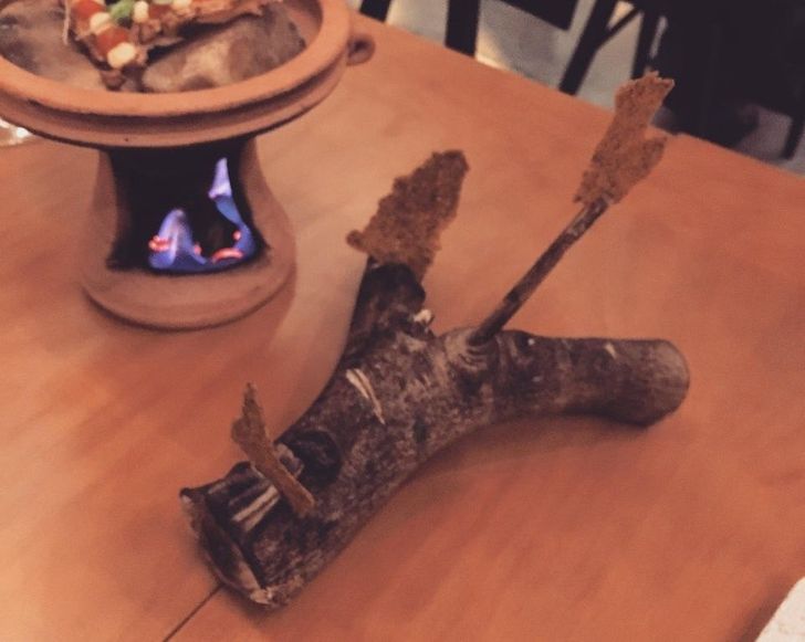 “I was served 3 chips on a log.”