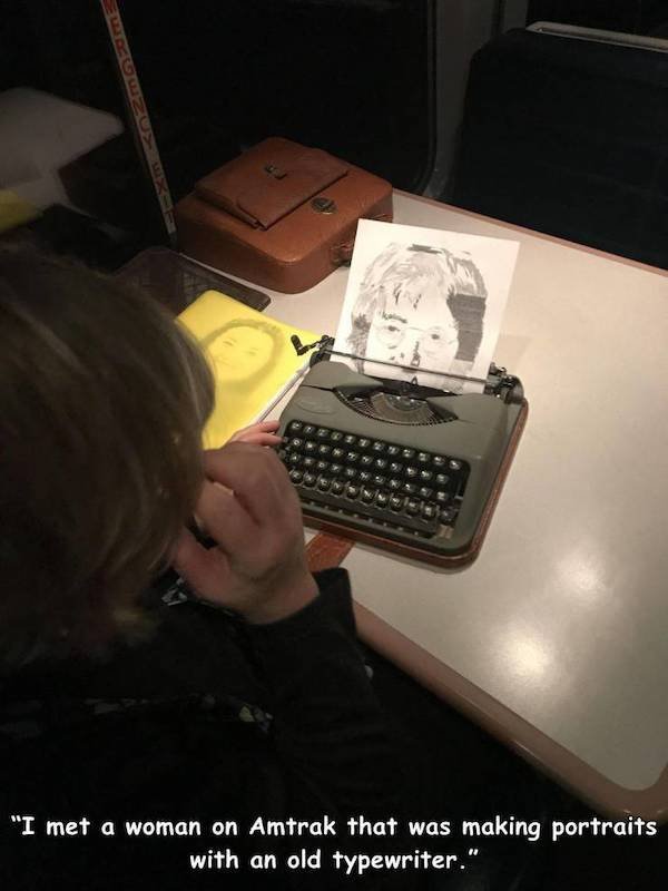 office equipment - "I met a woman on Amtrak that was making portraits with an old typewriter."