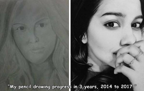 lip - "My pencil drawing progress in 3 years, 2014 to 2017."