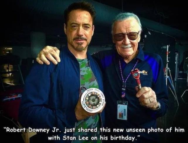 Robert Downey Jr. - The Proof 10 Sf Tark "Robert Downey Jr. just d this new unseen photo of him with Stan Lee on his birthday."