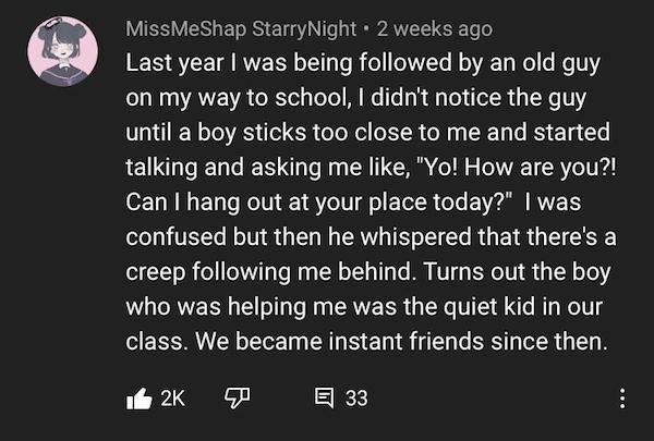 angle - MissMe Shap Starry Night . 2 weeks ago Last year I was being ed by an old guy on my way to school, I didn't notice the guy until a boy sticks too close to me and started talking and asking me , "Yo! How are you?! Can I hang out at your place today