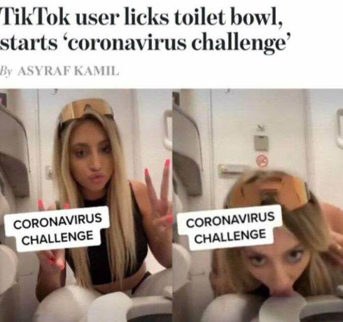 natural selection meme covid - TikTok user licks toilet bowl, starts 'coronavirus challenge' By Asyraf Kamil Coronavirus Challenge Coronavirus Challenge
