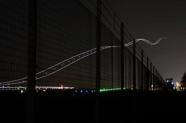 long exposure of a plane taking off