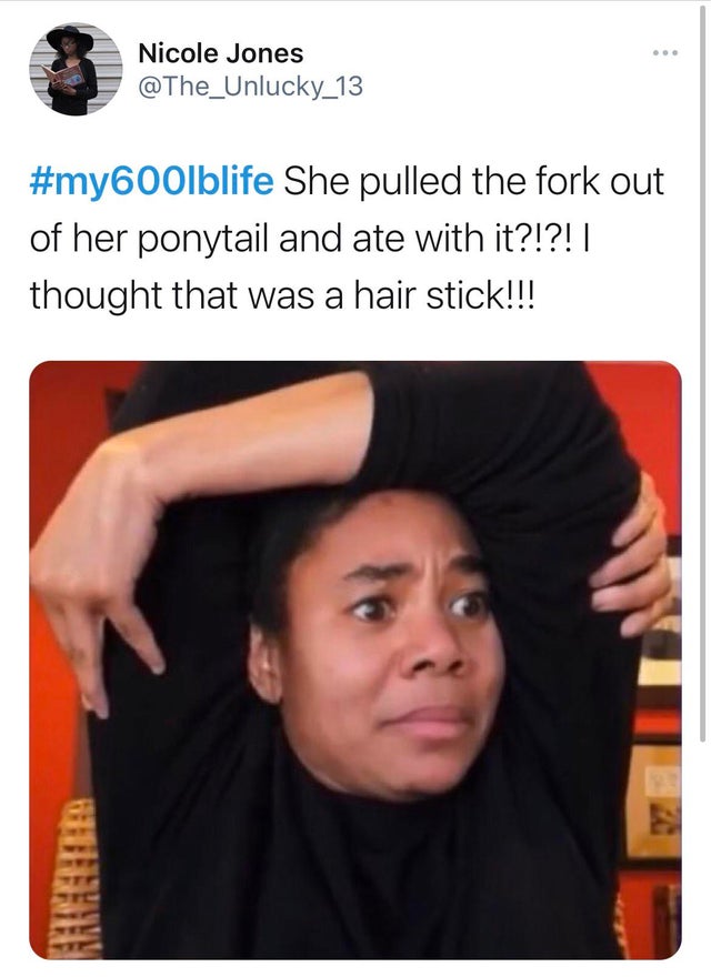 regina hall kevin hart meme - Nicole Jones She pulled the fork out of her ponytail and ate with it?!?! | thought that was a hair stick!!!