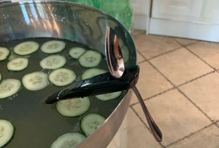 “My sister just pulled this out to stop the big spoon from falling into the bowl.”