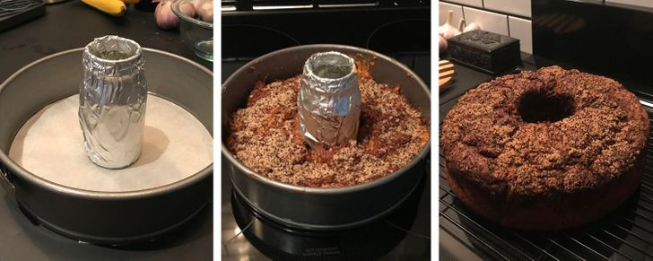 “Wife didn’t have a Bundt cake pan... I thought her solution was pretty ingenious”