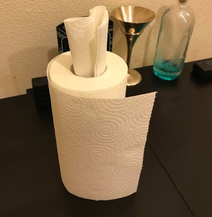 “Fold a couple of sheets of paper towels into the hole for those times you get stuck with extra messy hands.”