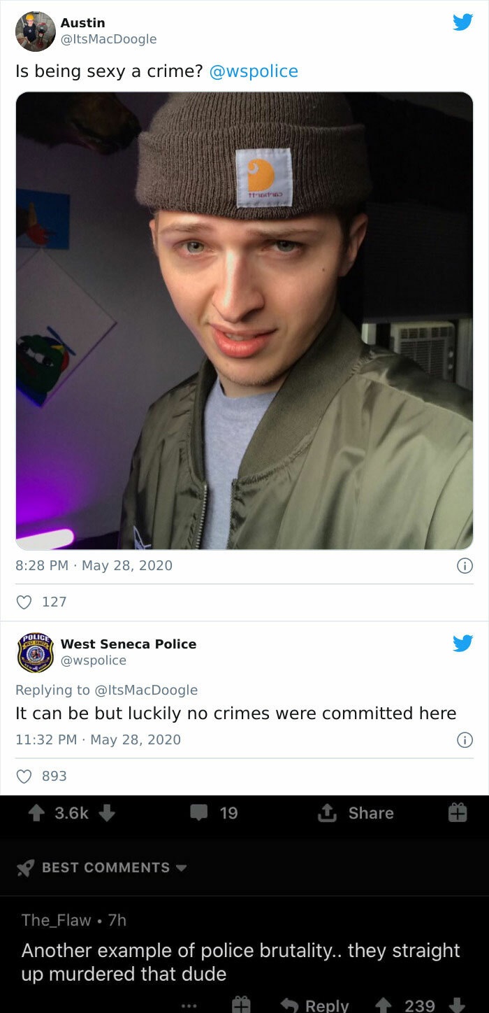 funny comments - Is being sexy a crime? - It can be but luckily no crimes were committed here - Another example of police brutality.. they straight up murdered that dude