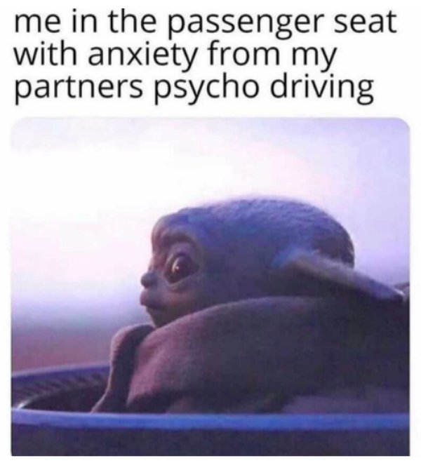 funny marriage memes - me in the passenger seat with anxiety from my partners psycho driving