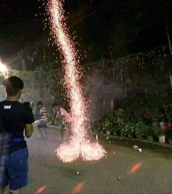 funny pics and memes - cursed fireworks shaped like penis and testicles