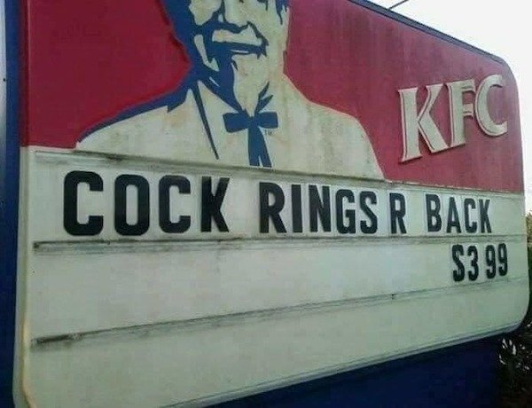 fast food spelt wrong - Kfc Cock Rings R Back S3 99