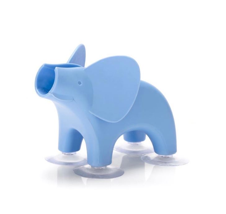 PELEG DESIGN Trunky Dory Elephant Shower Head Holder for Kids with Vacuum Suction Cup