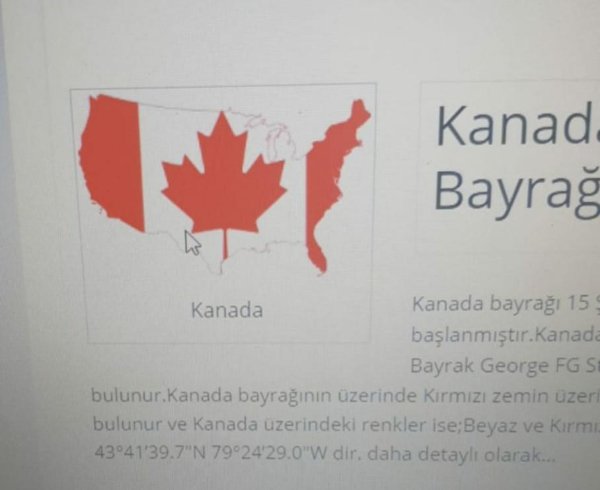 canada flag on map