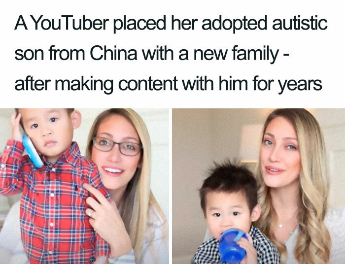 youtuber adopts autistic child - A YouTuber placed her adopted autistic son from China with a new family after making content with him for years