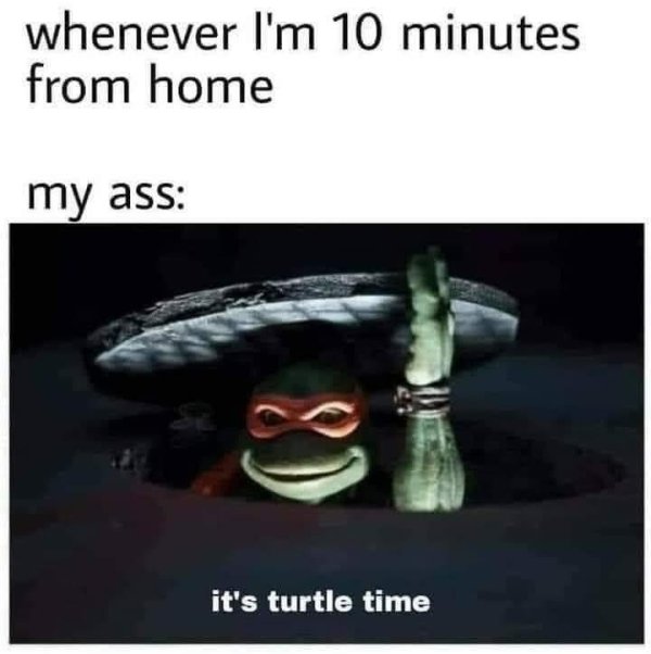 one facebook friend who only pops up - whenever I'm 10 minutes from home my ass 8 it's turtle time