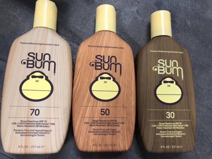 "Sunscreen bottle design: the darker the wood grain, the darker you’ll get."