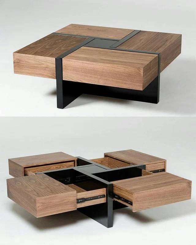 "Coffee Table with Pull-Out Drawers"