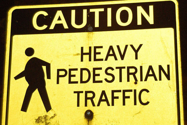 sign - Caution Heavy Pedestrian Traffic