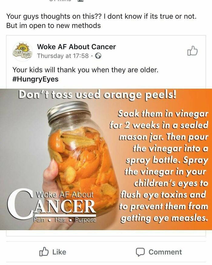 food preservation - Your guys thoughts on this?? I dont know if its true or not. But im open to new methods Woke Af About Cancer More Thursday at Your kids will thank you when they are older. Don't toss used orange peels! Sock them in vinegar for 2 weeks 