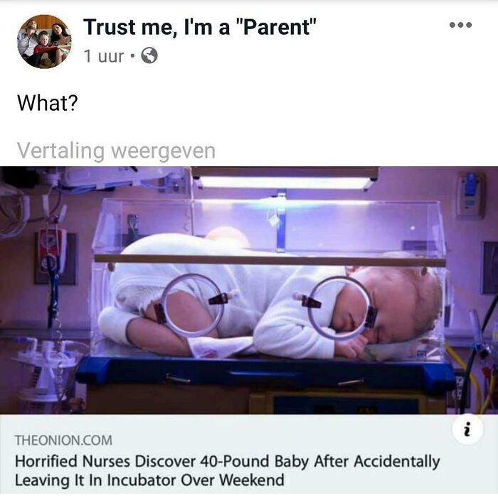 furniture - Trust me, I'm a "Parent" 1 uur. What? Vertaling weergeven i Theonion.Com Horrified Nurses Discover 40Pound Baby After Accidentally Leaving It In Incubator Over Weekend