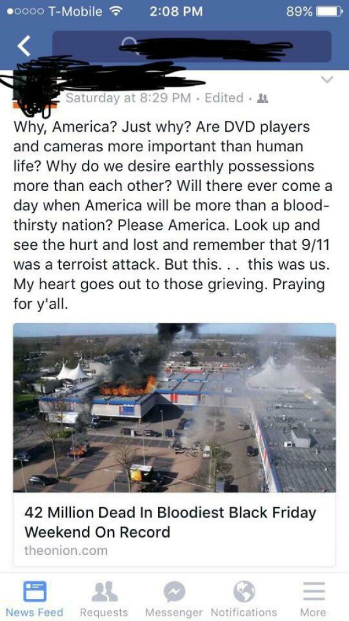 sky - .0000 TMobile 89% Saturday at Edited.lt Why, America? Just why? Are Dvd players and cameras more important than human life? Why do we desire earthly possessions more than each other? Will there ever come a day when America will be more than a blood 