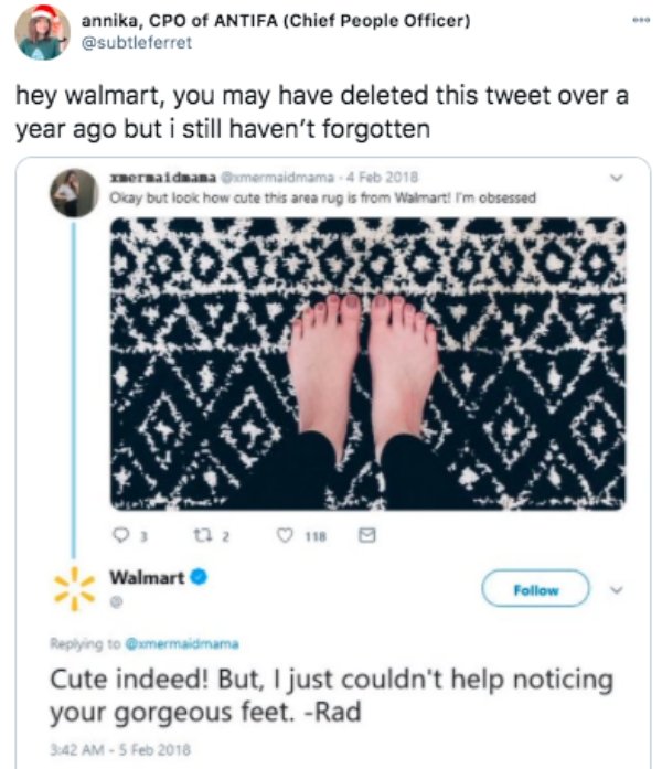 funny tweets - hey walmart, you may have deleted this tweet over a year ago but i still haven't forgotten - Okay but look how cute this area rug is from Walmart I'm obsessed Walmart Cute